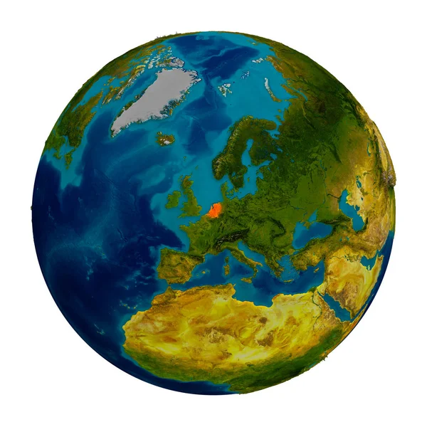 Нидерланды выделены на глобусе — стоковое фото