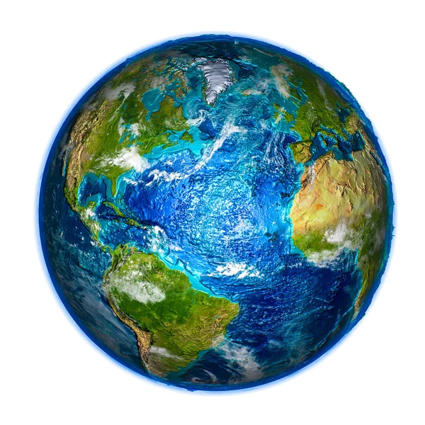 Northern Hemisphere on detailed model of Earth — Stock Photo, Image