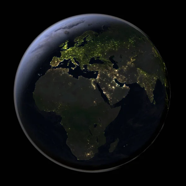 ภูมิภาค EMEA จากอวกาศตอนกลางคืน — ภาพถ่ายสต็อก