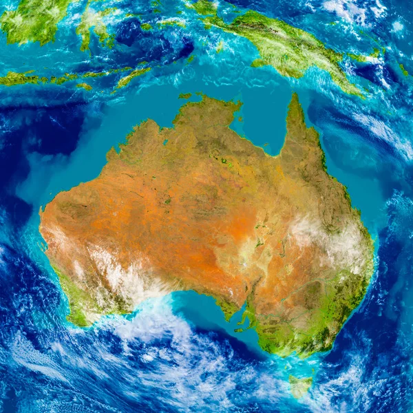 Australia on physical map — Stock Photo, Image