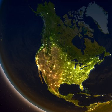 Kuzey Amerika, gece