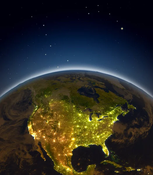 North America at night — Stock Photo, Image