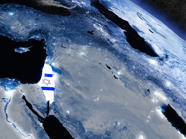 Israel mit eingebetteter Flagge aus dem All — Stockfoto