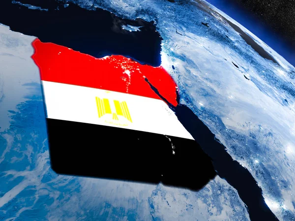 Egypt with embedded flag from space — Stock Photo, Image