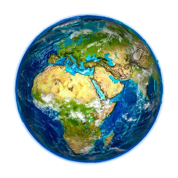 EMEA region on detailed model of Earth — Stock Photo, Image
