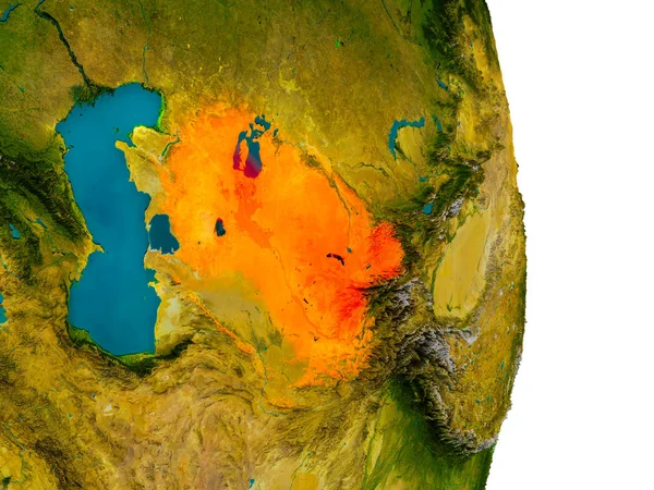 Uzbequistão no modelo do planeta Terra — Fotografia de Stock