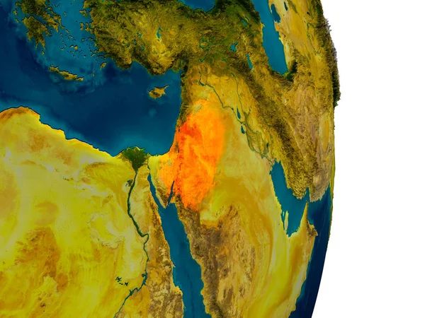 Jordânia no modelo do planeta Terra — Fotografia de Stock