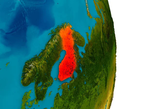 Фінляндія на моделі планети Земля — стокове фото