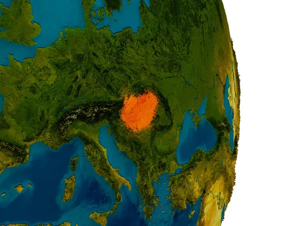 Венгрия на модели планеты Земля — стоковое фото