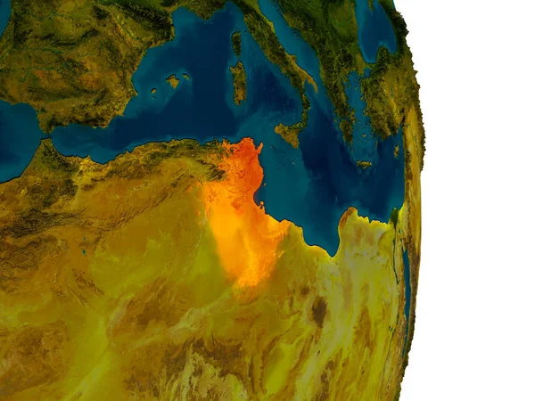 Túnez en el modelo del planeta Tierra —  Fotos de Stock