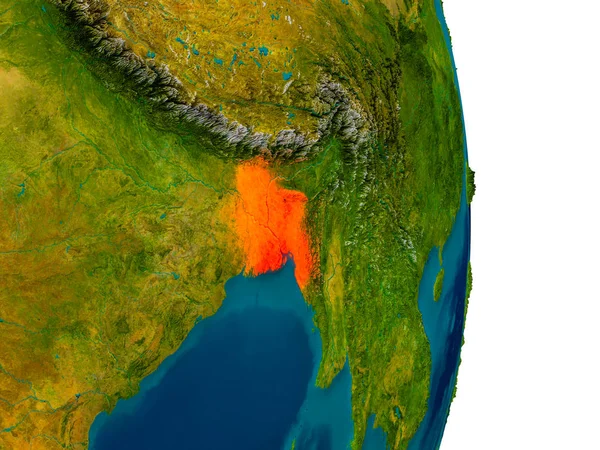 Bangladesh on model of planet Earth — Stock Photo, Image