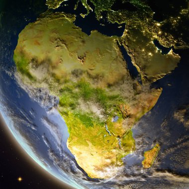 Afrika dusk sırasında uzaydan