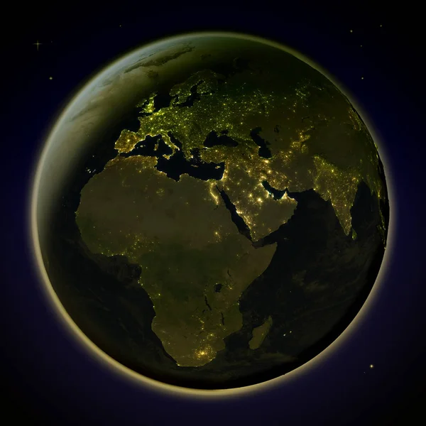 Región EMEA desde el espacio por la noche —  Fotos de Stock