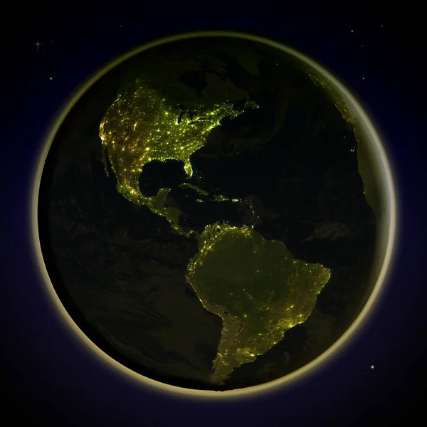 美洲从晚上的空间 — 图库照片