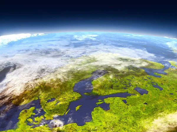 Az űrből a Skandináv-félsziget — Stock Fotó