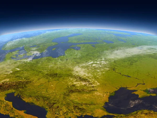 Kelet-Európa az űrből — Stock Fotó