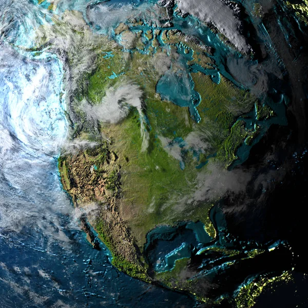 Severní Amerika na fyzické mapy — Stock fotografie