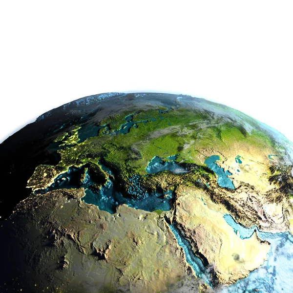 Регіон EMEA з космосу ранку — стокове фото
