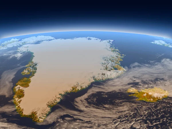 Groenlandia e Islanda dallo spazio — Foto Stock