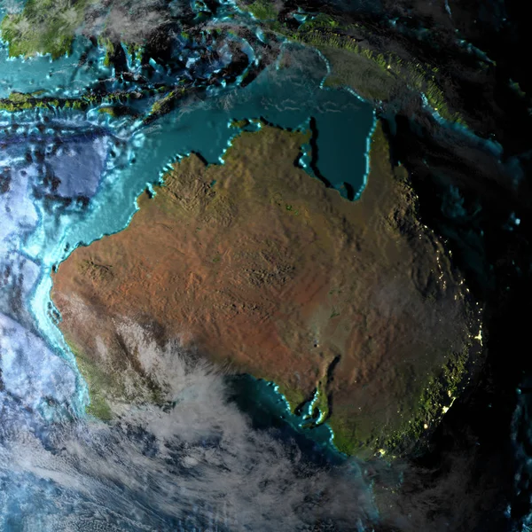 Australia on physical map — Stock Photo, Image