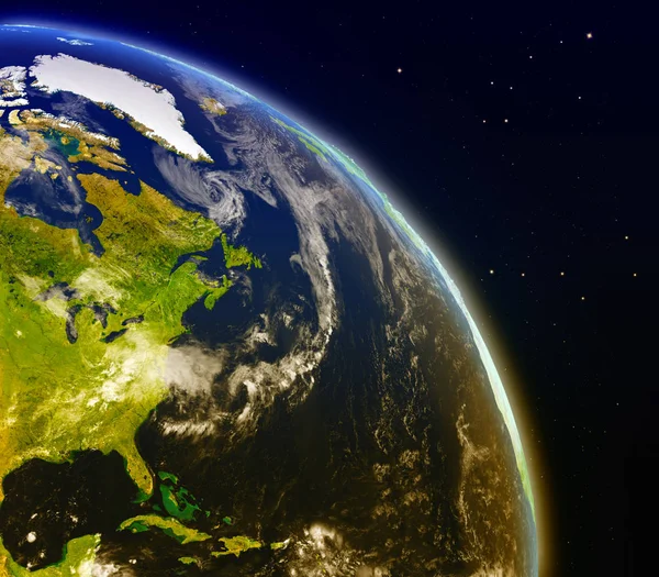 우주에서 북아메리카의 동해 — 스톡 사진