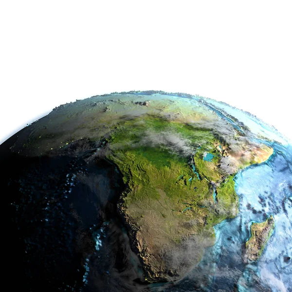 Afrika vanuit de ruimte in de ochtend — Stockfoto