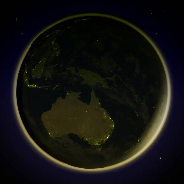 Austrália a partir do espaço à noite — Fotografia de Stock