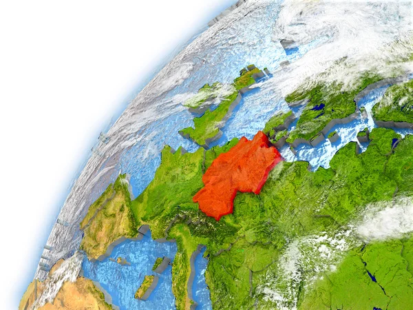 Німеччина на моделі планети Земля — стокове фото
