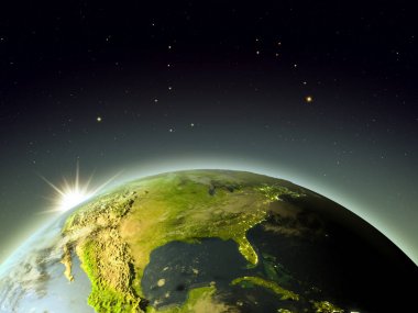 Kuzey Amerika gündoğumu sırasında uzaydan