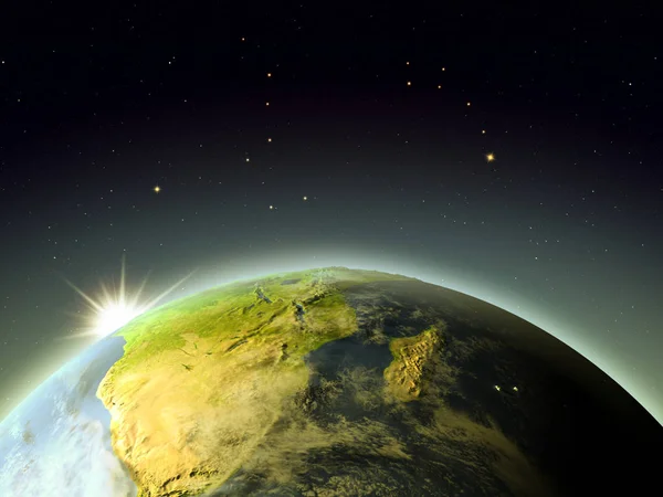 Sudáfrica desde el espacio durante el amanecer —  Fotos de Stock