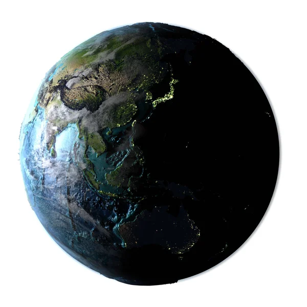 Ostasien auf detailliertem Planeten Erde — Stockfoto
