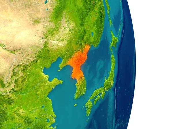Nordkorea auf dem Planeten — Stockfoto