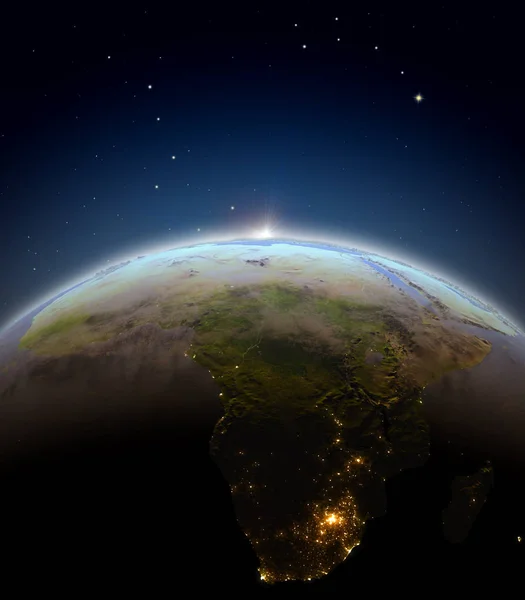 Africa from space during sunrise — Stock Photo, Image