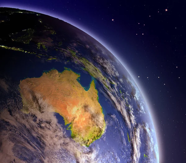 Şafakta uzaydan Avustralya — Stok fotoğraf