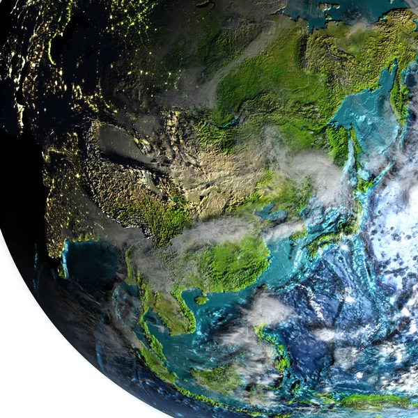 Східної Азії з космосу ранку — стокове фото