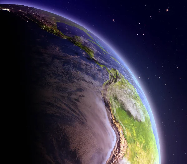 Pacífico oriental desde el espacio al amanecer —  Fotos de Stock