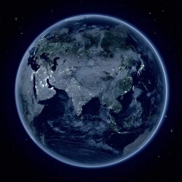 우주에서 밤에 아시아 — 스톡 사진