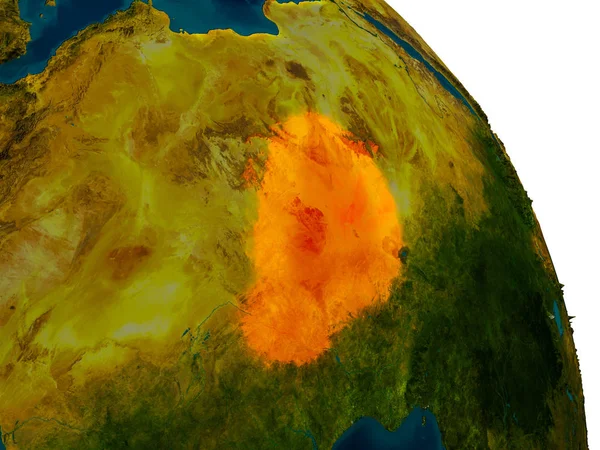Niger na modelu planety ziemi — Zdjęcie stockowe