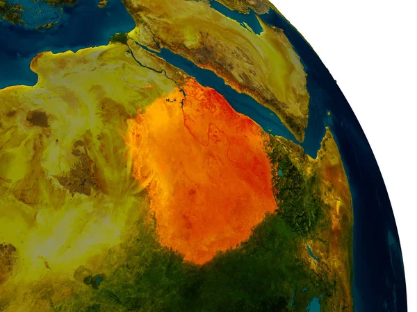 Sudan na modelu planety ziemi — Zdjęcie stockowe
