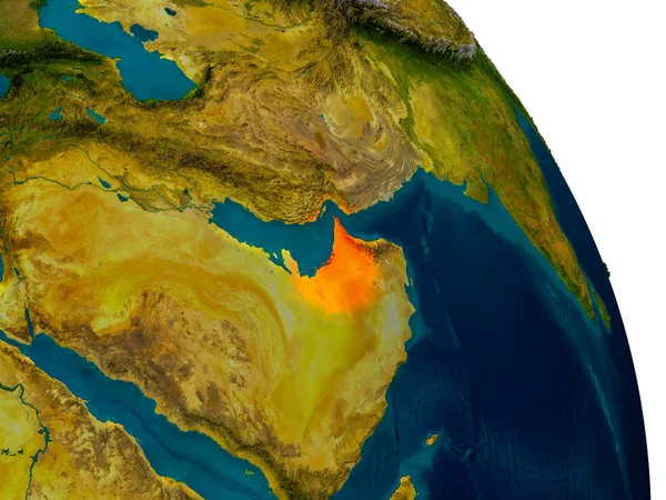 Spojené arabské emiráty na model planety země — Stock fotografie