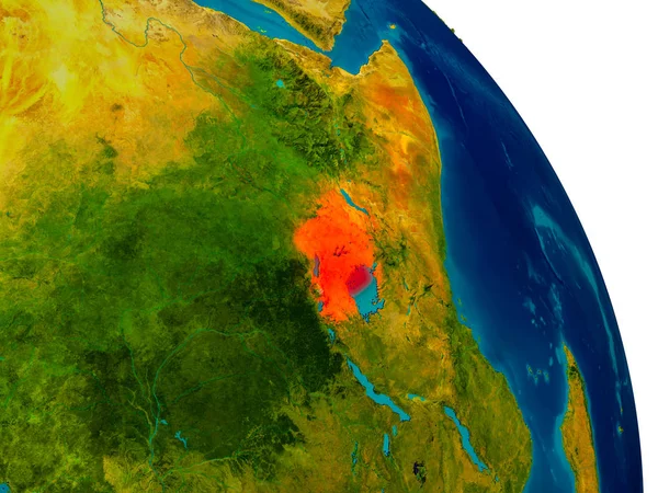 Uganda no modelo do planeta Terra — Fotografia de Stock