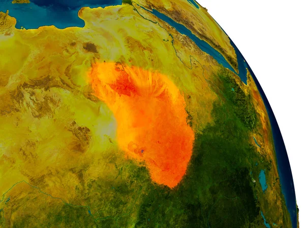 Tchad på modell av planeten jorden — Stockfoto