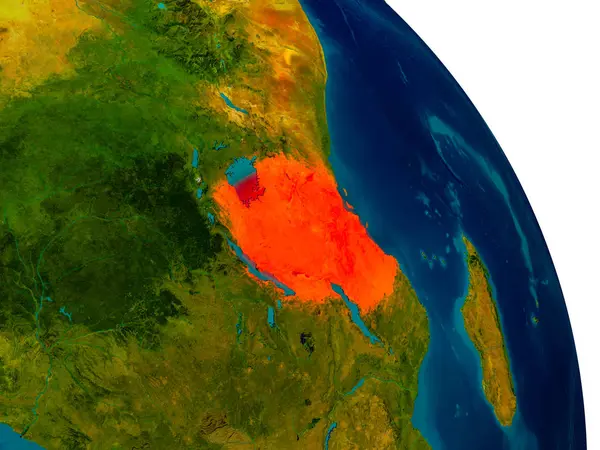 Tanzania en el modelo del planeta Tierra —  Fotos de Stock