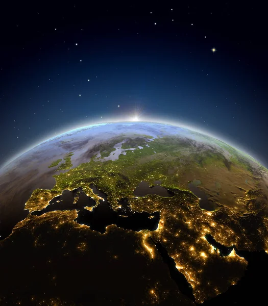 EMEA bölgesi gündoğumu sırasında uzaydan