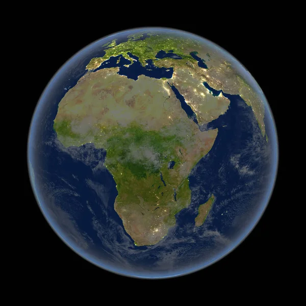 África à noite do espaço — Fotografia de Stock