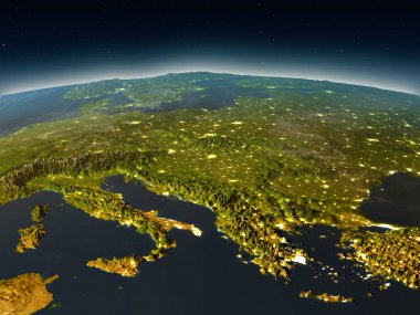 Adriyatik Denizi bölgesi akşam uzaydan