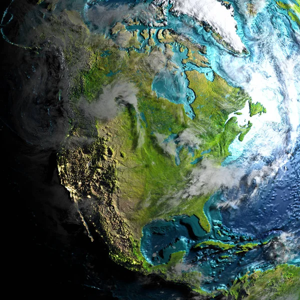朝の物理地図北アメリカ — ストック写真