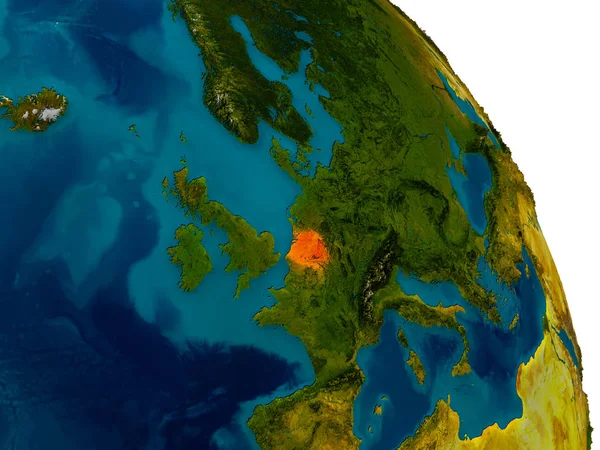 Bélgica no modelo do planeta Terra — Fotografia de Stock
