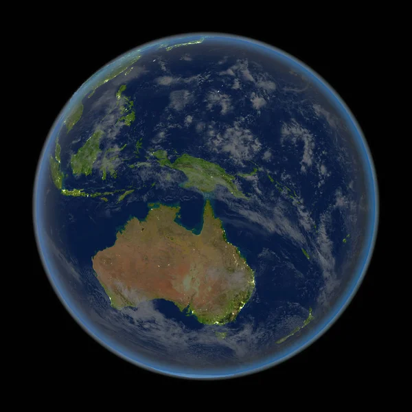 Australia w nocy z kosmosu — Zdjęcie stockowe