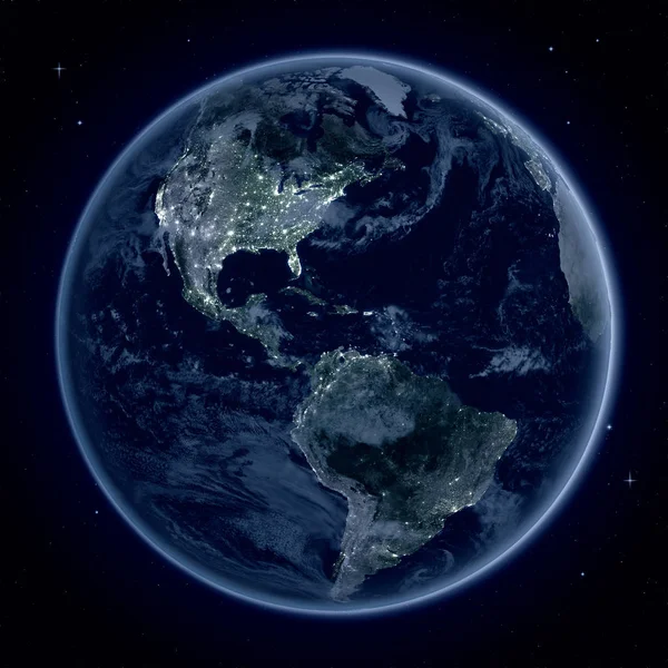 우주에서 밤에 아메리카 — 스톡 사진